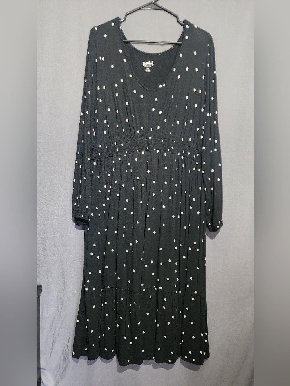 Isabel Maternity by Ingrid & Isabel Black Long Sleeve Polka Dot Midi Dress